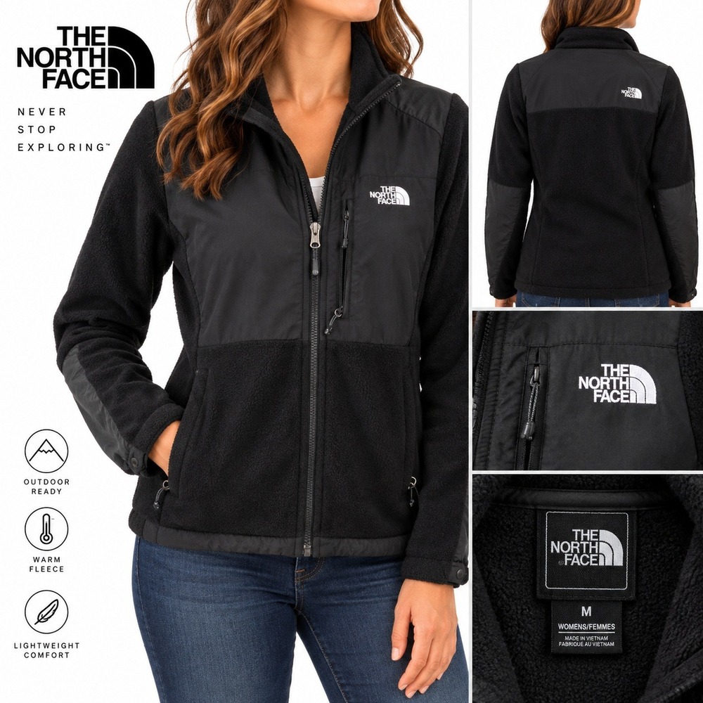 The North Face Women's Black Polartec Fleece Jacket Full Zip Outdoor Size M